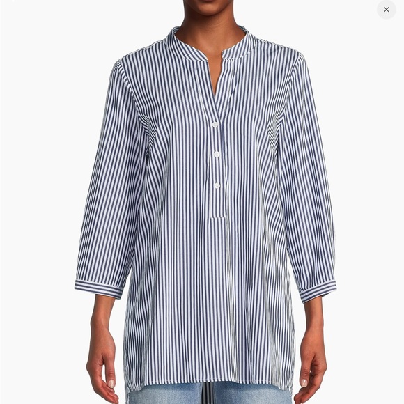 Harshman Derrington Navy and White Striped 100% Cotton Tunic Small